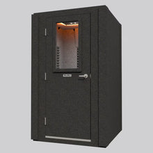 Load image into Gallery viewer, Exterior view of the WhisperRoom MDL 4848 S single-wall soundproof booth with door window and interior LED lighting visible.