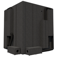 Load image into Gallery viewer, Rear view of the Creator Basic sound booth, displaying the built-in ventilation system and ventilation silencing add-ons.