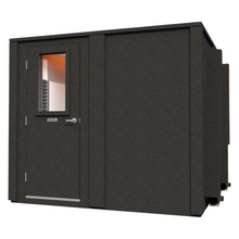 Load image into Gallery viewer, Angled front-right view of the Drum Booth package by WhisperRoom, featuring the closed double-wall sound booth with a clean exterior.