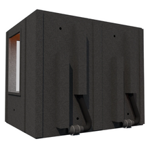 Load image into Gallery viewer, Rear view of the Meeting Booth highlighting the booth’s dueling ventilation systems.