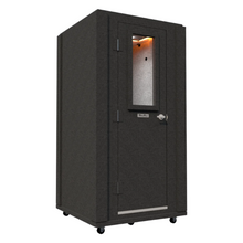 Load image into Gallery viewer, Angled front-left view of the Office Booth package by WhisperRoom, displaying the closed single-wall sound booth with a clean, modern profile.