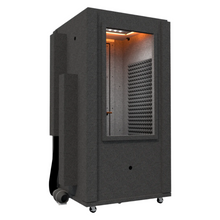 Load image into Gallery viewer, Rear view of the Office Booth, featuring the oversized 26" x 48" wall window for clear visibility and natural light.