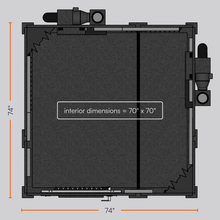 Load image into Gallery viewer, Top-down sectional view of the Practice Basic package by WhisperRoom, displaying the 6' x 6' layout and interior acoustic treatment setup.