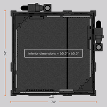 Load image into Gallery viewer, Top-down sectional view of the Practice Deluxe package by WhisperRoom, showcasing the interior acoustic layout, six bass traps, and double-wall isolation design.