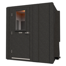 Load image into Gallery viewer, Angled front-right view of the Work From Home Booth package by WhisperRoom, featuring the closed single-wall sound booth designed for home offices.