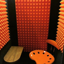 Load image into Gallery viewer, Vibrant Orange Auralex Pyramid StudioFoam Sheets (2' x 4' x 2") Enhancing Acoustic Environment within WhisperRoom Studio - Perfect for Creating a Sound-Optimized Workspace