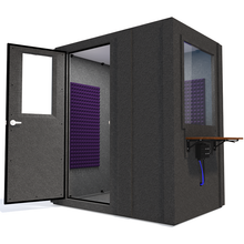 Load image into Gallery viewer, Audiology Basic Package shown angled from the front with left hinge door open and purple foam.