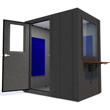 Load image into Gallery viewer, Audiology Basic Package shown angled from the front with left hinge door open and blue foam