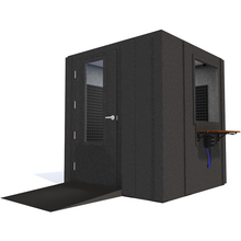 Load image into Gallery viewer, Audiology Deluxe Package shown angled from the front with left hinge door closed and gray foam.