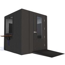 Load image into Gallery viewer, Audiology Deluxe Package shown angled from the front with right hinge door closed and gray foam.