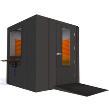 Load image into Gallery viewer, Audiology Deluxe Package shown angled from the front with right hinge door closed and orange foam.