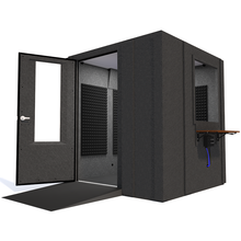 Load image into Gallery viewer, Audiology Deluxe Package shown angled from the front with left hinge door open and gray foam.