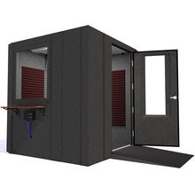 Load image into Gallery viewer, Audiology Deluxe Package shown from the front with right hinge door open and burgundy foam.