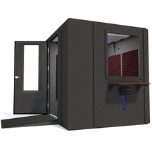 Load image into Gallery viewer, Audiology Deluxe Package shown from the side with left hinge door open and burgundy foam.