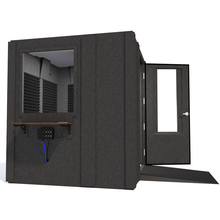 Load image into Gallery viewer, Audiology Deluxe Package shown from the side with right hinge door open and gray foam.