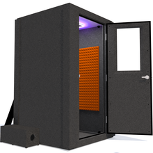 Load image into Gallery viewer, Voice Over Basic Package shown from the side with the door open and orange foam