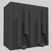 Load image into Gallery viewer, Rear exterior of the WhisperRoom MDL 4284 S soundproof booth featuring two ventilated silencer units, modular acoustic wall panels, and a portable single-wall design for professional recording and testing environments.
