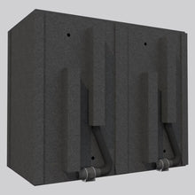 Load image into Gallery viewer, Rear view of the WhisperRoom MDL 4896 S sound booth displaying two integrated ventilation systems with exterior ducts for quiet airflow.
