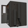 WhisperRoom MDL 6060 S sound booth side view with the door open, showing the booth’s modular wall panels and entry.