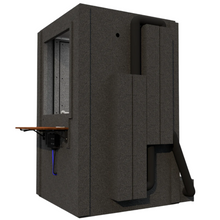 Load image into Gallery viewer, Rear view of the Audiology Compact sound booth, highlighting the ventilation system with it&#39;s silencing add-ons and compact design.


