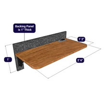 Load image into Gallery viewer, Computer-generated image of WhisperRoom&#39;s smaller Office Desk, with dimensions clearly marked to show size and scale.
