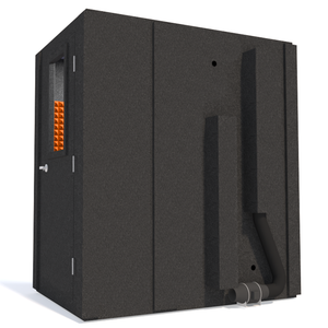 Audiology Basic Package shown with orange foam and a door with right hinges from the rear to display ventilation system.