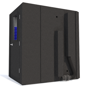 Audiology Basic Package shown with blue foam and a door with right hinges from the rear to display ventilation system.