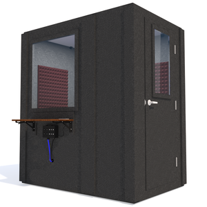 Audiology Basic Package shown angled from the front with right hinge door closed and burgundy foam.