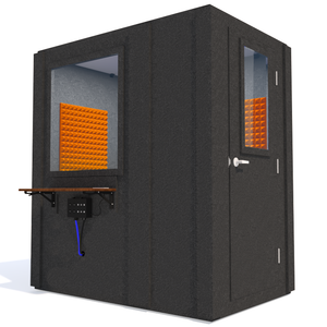 Audiology Basic Package shown angled from the front with right hinge door closed and orange foam.