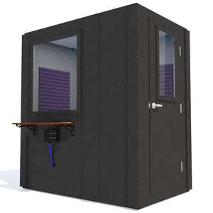 Audiology Basic Package shown angled from the front with right hinge door closed and purple foam.