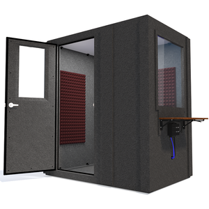 Audiology Basic Package shown angled from the front with left hinge door open and burgundy foam.