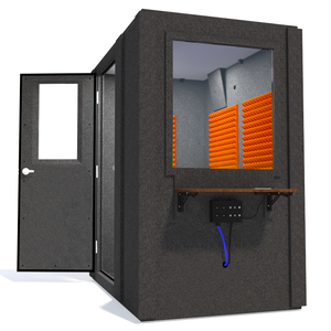 Audiology Basic Package shown from the side with left hinge door closed and orange foam.