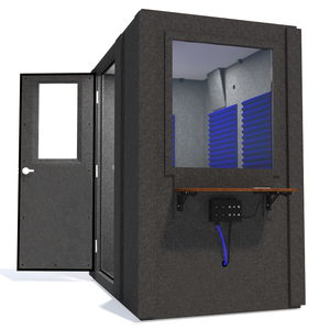 Audiology Basic Package shown from the side with left hinge door open and blue foam