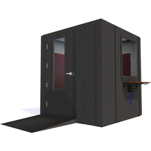 Load image into Gallery viewer, Audiology Deluxe Package shown angled from the front with left hinge door closed and burgundy foam.
