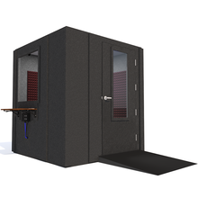 Load image into Gallery viewer, Audiology Deluxe Package shown angled from the front with right hinge door closed and burgundy foam.
