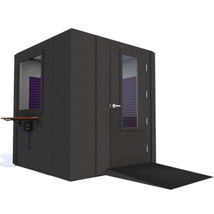 Audiology Deluxe Package shown angled from the front with right hinge door closed and purple foam.