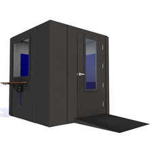 Load image into Gallery viewer, Audiology Deluxe Package shown angled from the front with right hinge door closed and blue foam.
