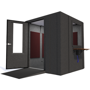 Audiology Deluxe Package shown angled from the front with left hinge door open and burgundy foam.
