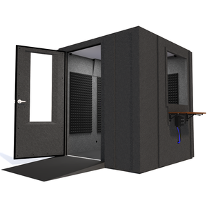 Audiology Deluxe Package shown angled from the front with left hinge door open and gray foam.