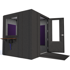 Audiology Deluxe Package shown angled from the front with right hinge door open and purple foam.