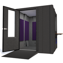 Load image into Gallery viewer, Audiology Deluxe Package shown from the front with left hinge door open and purple foam.
