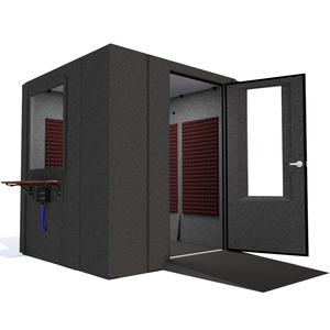 Audiology Deluxe Package shown from the front with right hinge door open and burgundy foam.