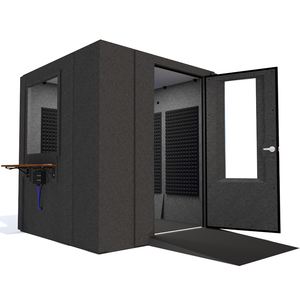 Audiology Deluxe Package shown from the front with right hinge door open and gray foam.