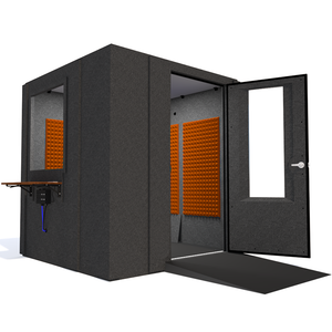 Audiology Deluxe Package shown from the front with right hinge door open and orange foam.
