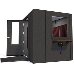 Audiology Deluxe Package shown from the side with left hinge door open and burgundy foam.