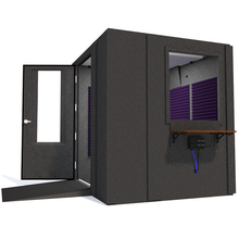 Load image into Gallery viewer, Audiology Deluxe Package shown from the side with left hinge door open and purple foam.
