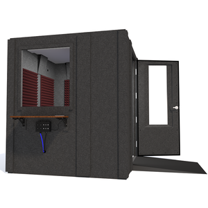 Audiology Deluxe Package shown from the side with right hinge door open and burgundy foam.