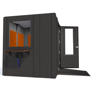 Audiology Deluxe Package shown from the side with right hinge door open and orange foam.