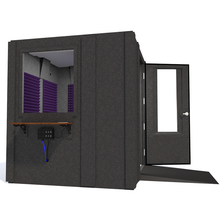 Load image into Gallery viewer, Audiology Deluxe Package shown from the side with right hinge door open and purple foam.
