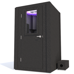Voice Over Basic Package shown from the front with the door closed on left hinges and gray foam
